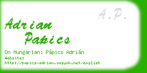 adrian papics business card